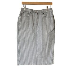 Boden blue and white canvas railroad stripe skirt - size 8